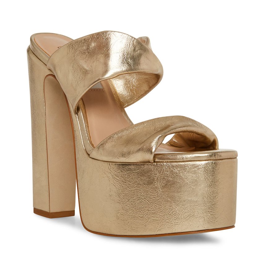 Gold Steve Madden Diane Women's Heels Sandals | PH 5912CHJ